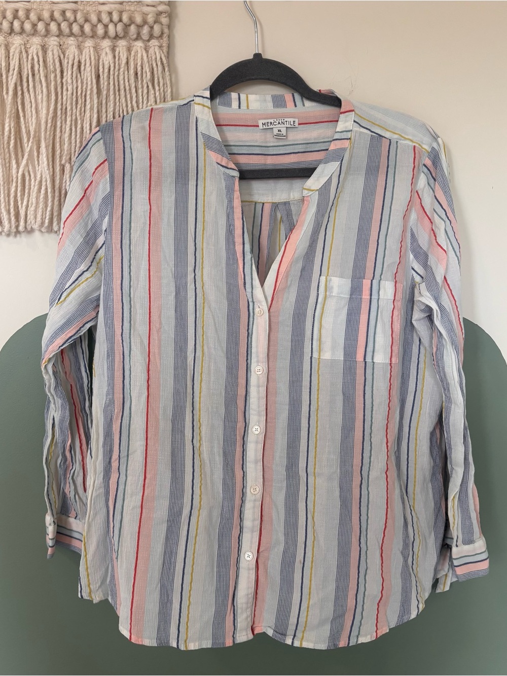 J. Crew Multistripe Button-Down Blouse in Pastel Colors
